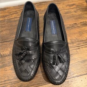 Giorgio Brutini Black Woven Leather Loafers
